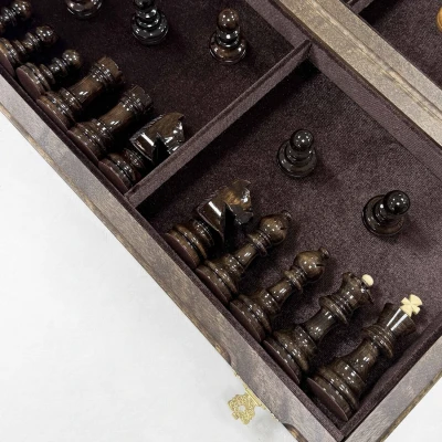 Шахматы подарочные из ореха и карельской березы Стаунтон люкс