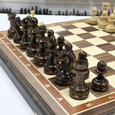 Шахматы деревянные орех Премиальные люкс средние