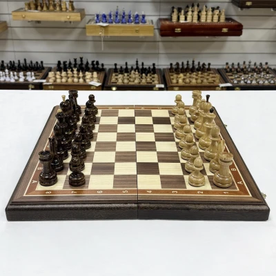 Шахматы деревянные орех Премиальные люкс средние