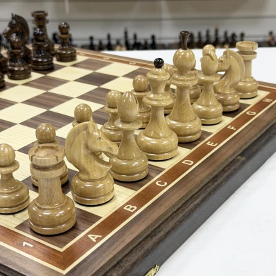 Шахматы деревянные орех Премиальные люкс средние