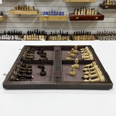 Шахматы деревянные орех Премиальные люкс средние