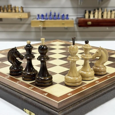 Шахматы деревянные орех Премиальные люкс средние