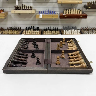 Шахматы подарочные из дерева ореха с фигурами Суприм бук средние