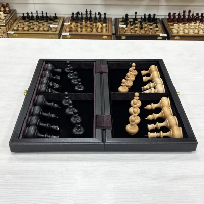 Шахматы подарочные из мореного дуба Неваляшки 40 см