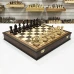 Шахматный ларец подарочный из мореного дуба Антик с резными фигурами с утяжелением