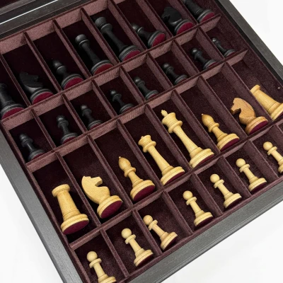 Шахматы в ларце моренный дуб большие Этюд с утяжелением