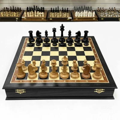 Шахматы в ларце моренный дуб большие Этюд с утяжелением