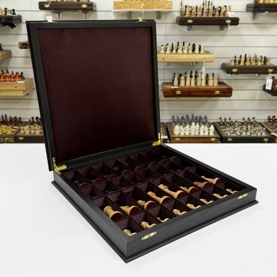 Шахматы в ларце моренный дуб большие Этюд с утяжелением