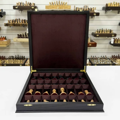 Шахматы в ларце моренный дуб большие Этюд с утяжелением