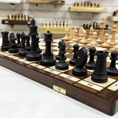 Шахматы деревянные с выжегом буковые утяжеленные 40 см
