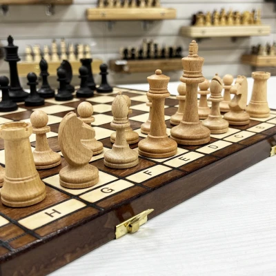 Шахматы деревянные с выжегом буковые утяжеленные 40 см