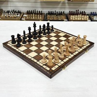 Шахматы деревянные с выжегом буковые утяжеленные 40 см