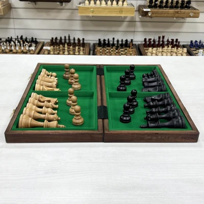 Шахматы деревянные с выжегом буковые Стаунтон 40 см