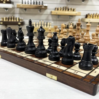 Шахматы деревянные с выжегом буковые Стаунтон 40 см