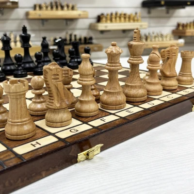 Шахматы деревянные с выжегом буковые Стаунтон 40 см