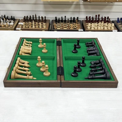 Шахматы деревянные с выжегом с фигурами из дуба