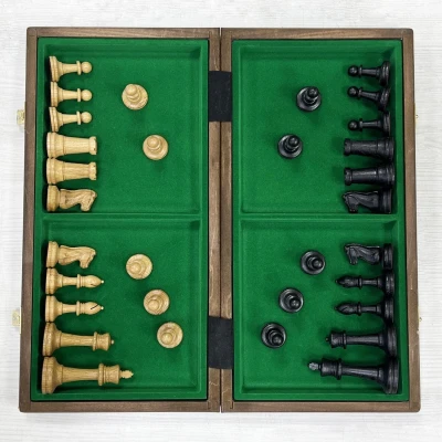 Шахматы деревянные с выжегом с фигурами из дуба