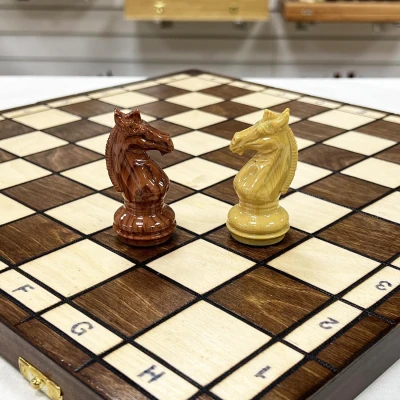 Шахматы деревянные с выжегом Стаунтон мини композит 40 см