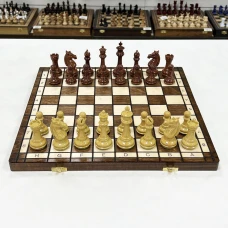 Шахматы деревянные с выжегом Стаунтон мини композит 40 см