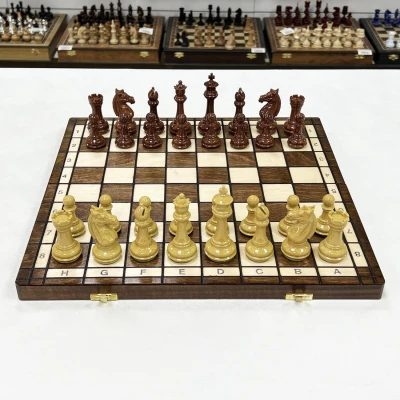 Шахматы деревянные с выжегом Стаунтон мини композит 40 см