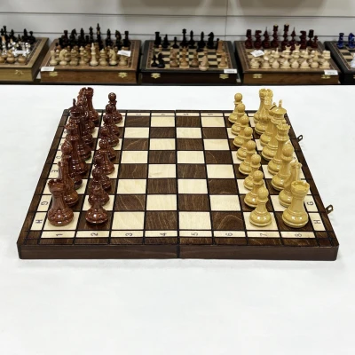 Шахматы деревянные с выжегом Стаунтон мини композит 40 см