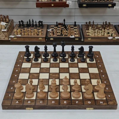 Шахматы шашки деревянные турнирные большие с утяжелением