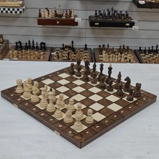 Шахматы шашки резные деревянные турнирные большие Бастион