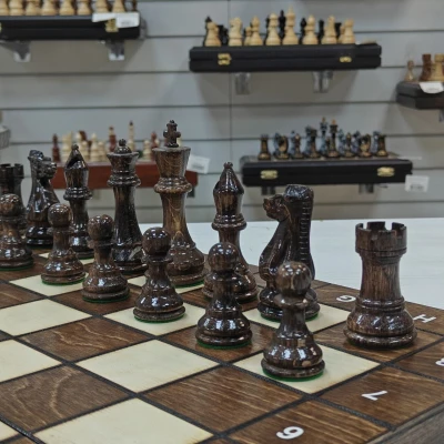 Шахматы шашки деревянные турнирные большие 5