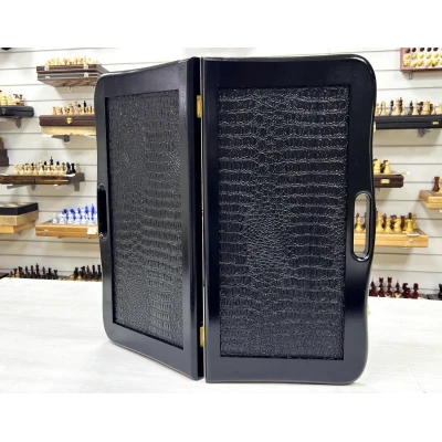 Нарды кожаные Презент с ручкой черные 55 см