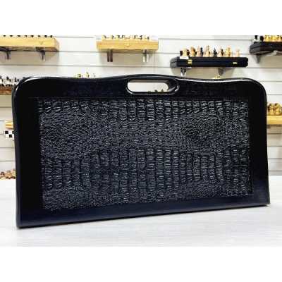 Нарды кожаные Презент с ручкой черные 55 см