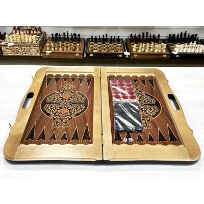 Нарды кожаные Презент с ручкой черные Люкс 55 см