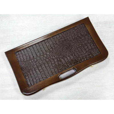 Нарды кожаные Презент с ручкой коричневые Люкс 55 см