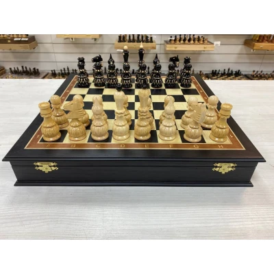 Шахматы резные Классика в ларце моренный дуб