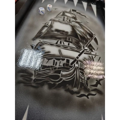 Нарды резные ручной работы Парусник чб 60х30