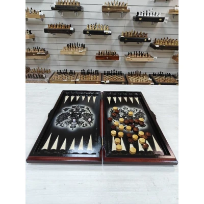 Нарды резные Герб России 55х25