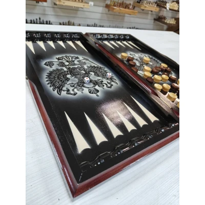 Нарды резные Герб России 55х25