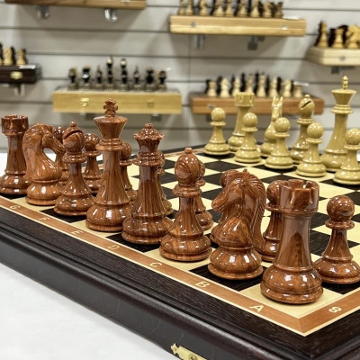 Шахматы турнирные Стаунтон композит люкс венге большие