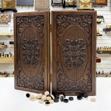 Нарды из массива ясеня эксклюзивные Узор темные 60 см Нарды из массива ясеня эксклюзивные Узор темные 60 см