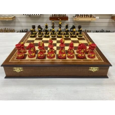 Шахматы эксклюзивные ручной работы Хохлома красное дерево