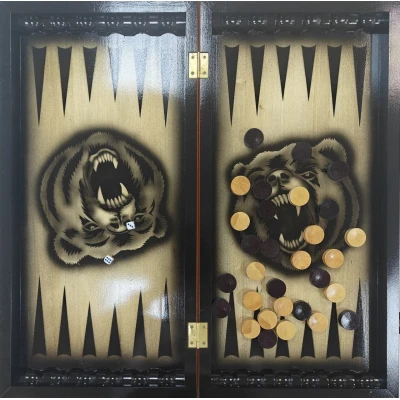 Шахматы 3в1 без фигур резные 60х30 Медведь