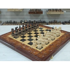 Шахматы 3в1 ручной работы резные Медведь ( нарды, шашки) 60см