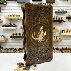 Нарды резные узорные из массива бука Скорпион светлый