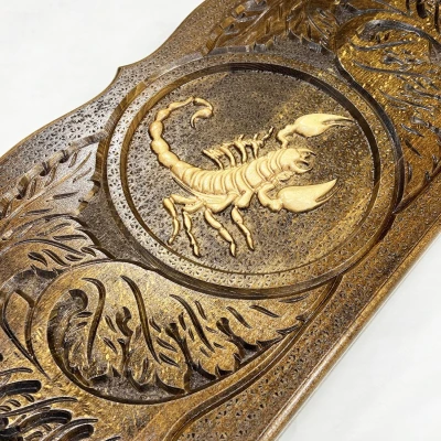 Нарды резные узорные из массива бука Скорпион светлый