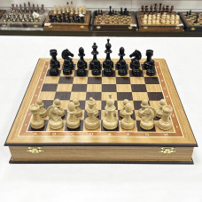 Шахматы подарочные с утяжеленными фигурами из бука на доске из дуба 45 на 45 см большие
