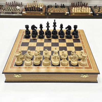 Шахматы подарочные с утяжеленными фигурами из бука на доске из дуба 45 на 45 см большие