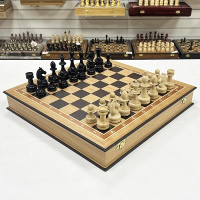 Шахматы подарочные с утяжеленными фигурами из бука на доске из дуба 45 на 45 см большие