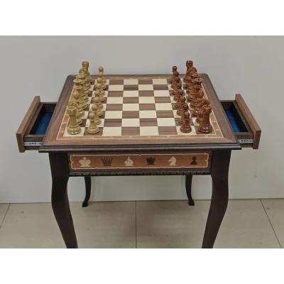 Шахматный стол подарочный из американского ореха с фигурами из композита