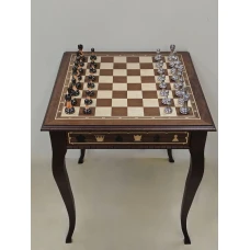 Шахматный стол из Красного дерева подарочный с фигурами Итальянский дизайн (композит)