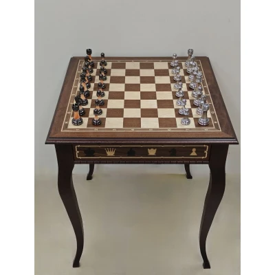 Шахматный стол из Красного дерева подарочный с фигурами Итальянский дизайн (композит)