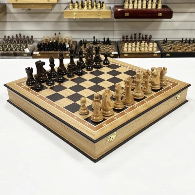 Шахматы подарочные ручной работы из дуба большие деревянные Суприм люкс